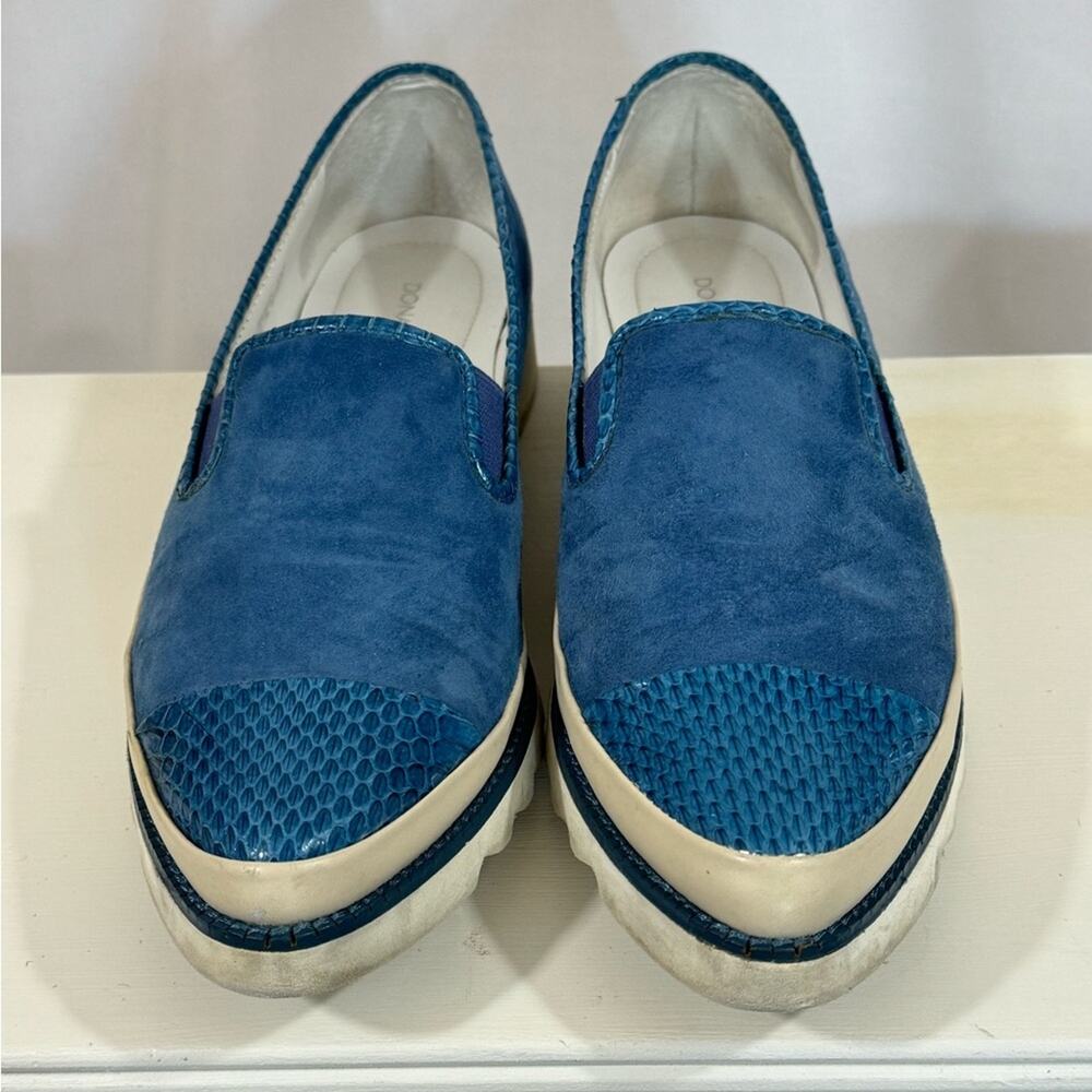 Donald J. Pliner blue kid suede loafers